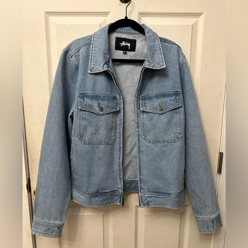 Stussy Crop Light Zipper Denim Jacket